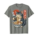 Anime Cat Eating Ramen Retro Kawaii Ramen Cat T-Shirt
