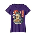 Anime Cat Eating Ramen Retro Kawaii Ramen Cat T-Shirt