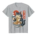 Anime Cat Eating Ramen Retro Kawaii Ramen Cat T-Shirt