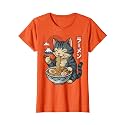 Anime Cat Eating Ramen Retro Kawaii Ramen Cat T-Shirt