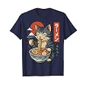 Anime Cat Eating Ramen Retro Kawaii Ramen Cat T-Shirt