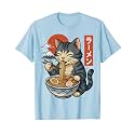 Anime Cat Eating Ramen Retro Kawaii Ramen Cat T-Shirt