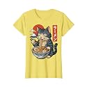 Anime Cat Eating Ramen Retro Kawaii Ramen Cat T-Shirt