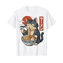 Anime Cat Eating Ramen Retro Kawaii Ramen Cat T-Shirt