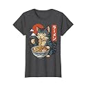 Anime Cat Eating Ramen Retro Kawaii Ramen Cat T-Shirt