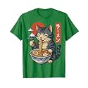 Anime Cat Eating Ramen Retro Kawaii Ramen Cat T-Shirt