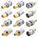 Anina 12-Pack SMA to BNC Adapter Kit 50 Ohm RF Coaxial Connectors Gold Plated Brass Complete Male/Female Set for RF Radio, Antenna, TV, Test Equipment