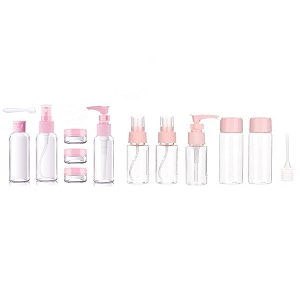 travel bottles kit portable refillable toiletry containers set with carry ziplock bag for lotion shampoo cream soap jars for cream pink h822h823