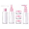 Travel Bottles Kit, Portable Refillable Toiletry Containers Set with Carry Ziplock Bag, Leak Proof Cosmetic for Lotion, Shampoo, Cream, Soap, Jars Cream (Pink) (H822-10PCs)