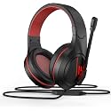 Anivia MH601 Headphones with Microphone Wired Headset with Active Noise Canceling Microphone, 3.5mm Audio Jack Stereo Headphone - Red (Game/Work/School)