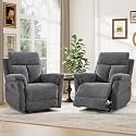 ANJ 2-Piece Manual Recliner Set, 2 Overstuffed Single Reclining Chairs with Padded Armrests and Supportive Backrest, Fabric Recliner Set for Living Room, Bedroom, Dark Grey
