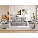 ANJ 3-Piece Manual Recliner Sofa Set, Two Recliner Chairs and One 3 Seat Reclining Sofa with Overstuffed Backrest and Supportive Backrest, Fabric Reclining Couch Set for Living Room, Light Grey