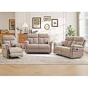 ANJ 3-Piece Manual Recliner Sofa Set, Recliner Chair and Two Loveseats with Overstuffed Backrest and Supportive Backrest, Fabric Reclining Couch Set for Living Room, Camel