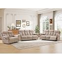 ANJ 3-Piece Manual Recliner Sofa Set, Reclining Loveseat and Two 3-Seat Sofas with Overstuffed Backrest and Supportive Backrest, Fabric Reclining Couch Set for Living Room, Camel