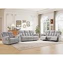 ANJ 3-Piece Manual Recliner Sofa Set, Reclining Loveseat and Two 3-Seat Sofas with Overstuffed Backrest and Supportive Backrest, Fabric Reclining Couch Set for Living Room, Light Grey