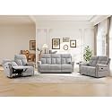 ANJ 3-Piece Manual Recliner Sofa Set, Two Reclining Loveseats and One 3 Seat Sofa with Overstuffed Backrest and Supportive Backrest, Fabric Reclining Couch Set for Living Room, Light Grey