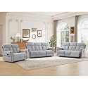 ANJ 3-Piece Manual Recliner Sofa Set, Reclining Loveseat and Two 3-Seat Sofas with Overstuffed Backrest and Supportive Backrest, Fabric Reclining Couch Set for Living Room, Silver