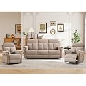 ANJ 3-Piece Manual Recliner Sofa Set, Two Recliner Chairs and One 3 Seat Reclining Sofa with Overstuffed Backrest and Supportive Backrest, Fabric Reclining Couch Set for Living Room, Camel