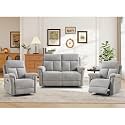 ANJ 3-Piece Manual Recliner Sofa Set, Two Recliner Chairs and One Reclining Loveseat with Overstuffed Backrest and Supportive Backrest, Fabric Reclining Couch Set for Living Room, Light Grey