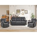 ANJ 3-Piece Manual Recliner Sofa Set, Two Recliner Chairs and One 3 Seat Reclining Sofa with Overstuffed Backrest and Supportive Backrest, Fabric Reclining Couch Set for Living Room, Dark Grey