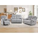 ANJ 3-Piece Manual Recliner Sofa Set, Recliner Chair and Two Loveseats with Overstuffed Backrest and Supportive Backrest, Fabric Reclining Couch Set for Living Room, Silver