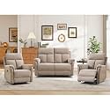 ANJ 3-Piece Manual Recliner Sofa Set, Include Two Recliner Chairs and One Reclining Loveseat with Overstuffed Backrest and Supportive Backrest, Fabric Reclining Couch Set for Living Room, Camel
