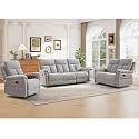 ANJ 3-Piece Manual Recliner Sofa Set, Recliner Chair, Reclining Loveseat and 3-Seat Sofa with Overstuffed Backrest and Supportive Backrest, Fabric Reclining Couch Set for Living Room, Light Grey