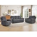 ANJ 3-Piece Manual Recliner Sofa Set, Recliner Chair, Reclining Loveseat and 3-Seat Sofa with Overstuffed Backrest and Supportive Backrest, Fabric Reclining Couch Set for Living Room, Dark Grey