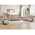 ANJ 3-Piece Manual Recliner Sofa Set, Recliner Chair and Two 3 Seat Reclining Sofas with Overstuffed Backrest and Supportive Backrest, Fabric Reclining Couch Set for Living Room, Camel
