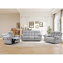 ANJ 3-Piece Manual Recliner Sofa Set, Two Reclining Loveseats and One 3 Seat Sofa with Overstuffed Backrest and Supportive Backrest, Fabric Reclining Couch Set for Living Room, Silver