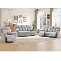 ANJ 3-Piece Manual Recliner Sofa Set, Recliner Chair and Two 3 Seat Reclining Sofas with Overstuffed Backrest and Supportive Backrest, Fabric Reclining Couch Set for Living Room, Light Grey