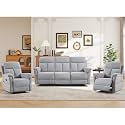 ANJ 3-Piece Manual Recliner Sofa Set, Two Recliner Chairs and One 3 Seat Reclining Sofa with Overstuffed Backrest and Supportive Backrest, Fabric Reclining Couch Set for Living Room, Silver