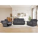 ANJ 3-Piece Manual Recliner Sofa Set, Two Reclining Loveseats and One 3 Seat Sofa with Overstuffed Backrest and Supportive Backrest, Fabric Reclining Couch Set for Living Room, Dark Grey