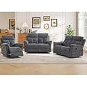 ANJ 3-Piece Manual Recliner Sofa Set, Recliner Chair and Two Loveseats with Overstuffed Backrest and Supportive Backrest, Fabric Reclining Couch Set for Living Room, Dark Grey