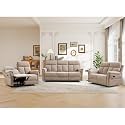 ANJ 3-Piece Manual Recliner Sofa Set, Two Reclining Loveseats and One 3 Seat Sofa with Overstuffed Backrest and Supportive Backrest, Fabric Reclining Couch Set for Living Room, Camel