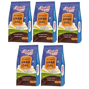 anjali gold premium urad dal whole white 5 kg - pack of 5