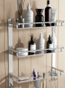 Anju 3 Layer Multipurpose Bathroom Shelf with Double Soap Dish and Tumbler 39 inch 3 Bar Towel Rod (Stainless Steel Pack of 1)
