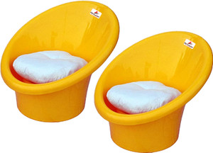 anjwar tub chairs with complimentary cushions set of 2 plastic living room chair finish color - yellow knock down