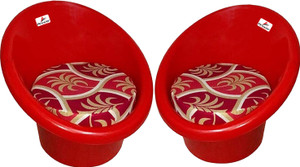 anjwar tub chairs with complimentary cushions set of 2 plastic living room chair finish color - red knock down