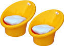 ANJWAR Tub Chairs with Complimentary Cushions set of 2 Plastic Living Room Chair (Finish Color - Yellow, Knock Down)