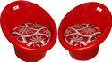 ANJWAR Tub Chairs with Complimentary Cushions set of 2 Plastic Living Room Chair (Finish Color - Red, Knock Down)
