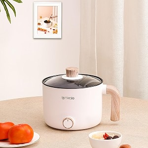 ankale cura multipurpose electric rice cooker kettle  non-stick ceramic pot  dual power modes  temperature control  microcomputer control  tempered glass lid  boiling saute 15l 300w600w