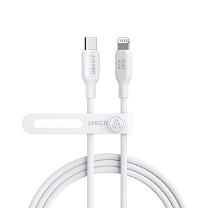 anker usb-c to lightning cable 541 cable aurora white 6ft mfi certified bio-based fast charging cable for iphone 14 14pro 14pro max 13 13 pro 12 11 x xs xr 8 plus charger not included