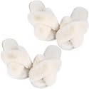 Ankis Womens Fuzzy Cozy Comfy Soft Slippers - 2Pair Fluffy Furry House Slippers Plush Home Ladies Gifts Memory Foam, Cross Band, Open Toe，Indoor/Door Bride Slipper Slides Wedding Ladies Shoes