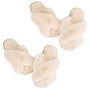 Ankis Womens Fuzzy Cozy Comfy Soft Slippers - 2Pair Fluffy Furry House Slippers Plush Home Ladies Gifts Memory Foam, Cross Band, Open Toe，Indoor/Door Bride Slipper Slides Wedding Ladies Shoes