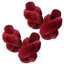 Ankis Womens Fuzzy Cozy Comfy Soft Slippers - 2Pair Fluffy Furry House Slippers Plush Home Ladies Gifts Memory Foam, Cross Band, Open Toe，Indoor/Door Bride Slipper Slides Wedding Ladies Shoes