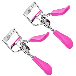 ankita eyelash curler  precision lash curler with soft silicone pads amp ergonomic grip  stainless steel no pinching  gentle long-lasting curl for natural amp glam makeup  travel friendly