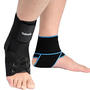 ankle stabilizer brace for women and men with support straps 2 pack elastic adjustable foot wrap brace for sprained ankle injury recovery breathable design black color ankle brace small