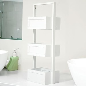 anko 3 tier panelled floor caddy multi-drawer bathroom amp livingroom organizer storage shelfrack bedroom furniture officehome decoration shelf 70cm h x 30cm w x 20cm d  6kg capacity