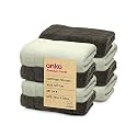Anko Australia 100% Cotton 700 GSM | Green and Grey Face Towel Set of 8 | 33 x 33 cm | Ultra Soft &amp; Plush, Ultra Absorbent, Quick Dry, Fade-Resistant Face Towels | Travel, Gym